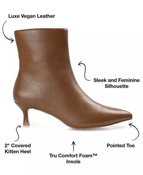 Journee Collection Women's Brown Arely Kitten Heel Pointed Toe Dress Booties | Journee Collection In Lebanon