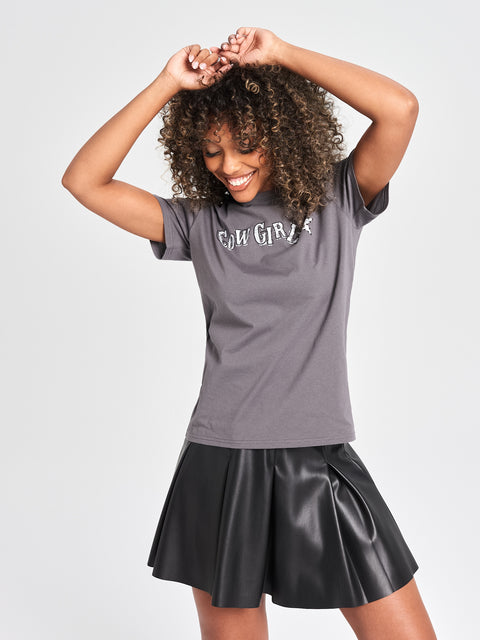Sinsay Women's Dark Grey With Slogan T-shirt   | Sinsay in Lebanon