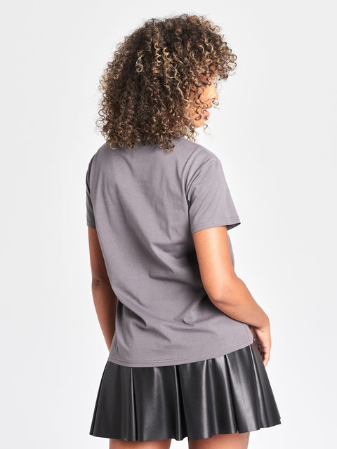 Sinsay Women's Dark Grey With Slogan T-shirt   | Sinsay in Lebanon