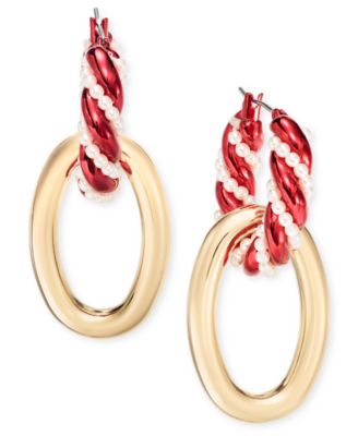 Holiday Lane Women's Gold Candy Cane Hoops Earrings |Holiday Lane in Lebanon