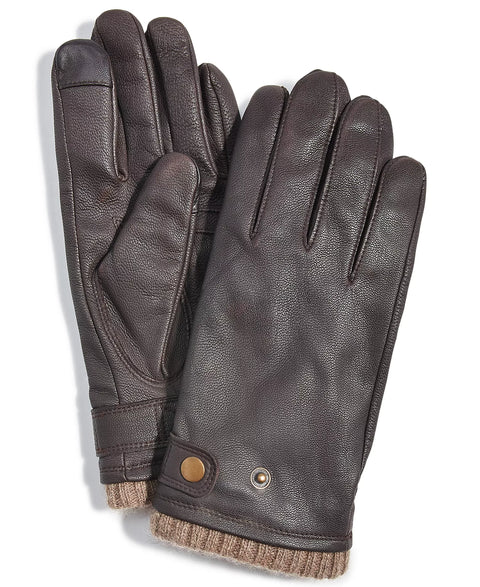 Club Room Men's Brown Quilted Cashmere Gloves   |Club Room  in Lebanon