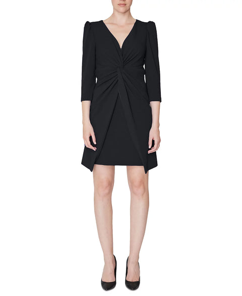 julia jordan Women's Black Puffed-Shoulder Twist-Front Dress | julia jordan In Lebanon