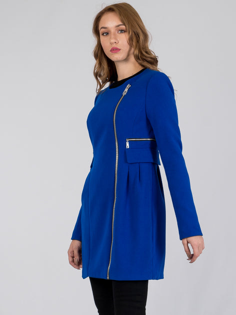 Only Women's Blue Zip Detail Tailored Coat | Only In Lebanon