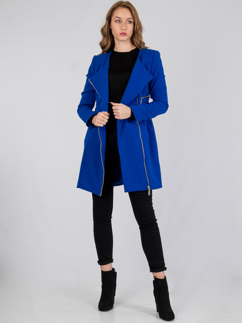 Only Women's Blue Zip Detail Tailored Coat | Only In Lebanon