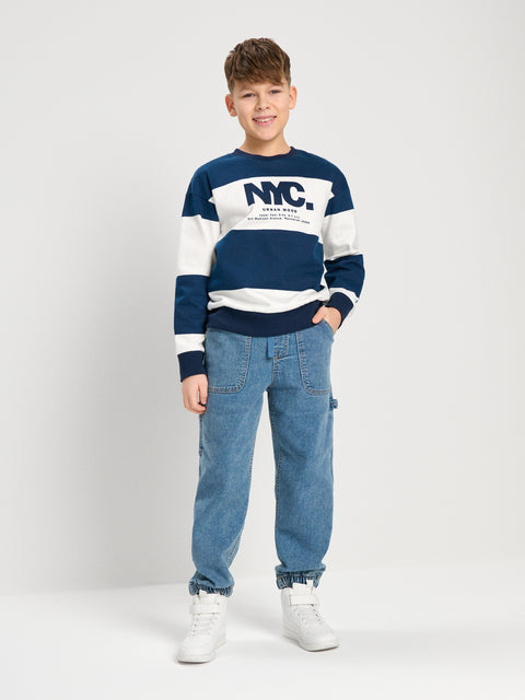 Sinsay Boy's Blue Denim With Cuffs Pants | Sinsay in Lebanon