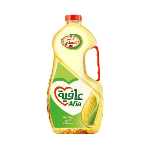 Bottle of Afia oil with a red cap on a white background