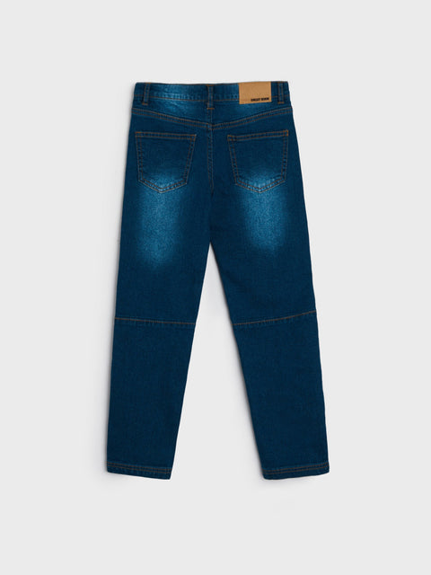 Blue jeans on a white background