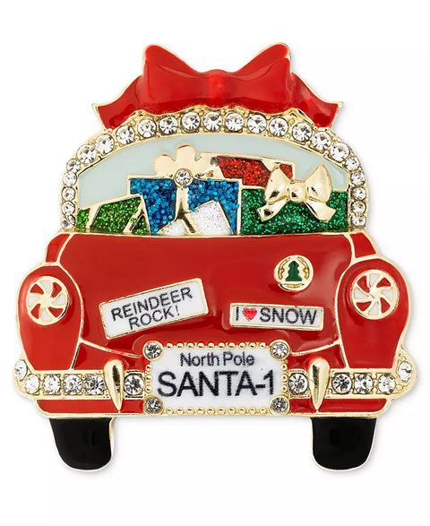 Holiday Lane Gold-Tone Crystal & Glitter Brooch Pin  |Holiday Lane In Lebanon
