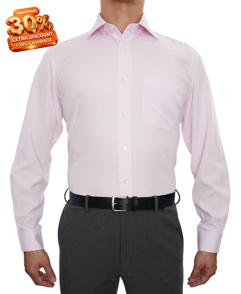 Nobleson Men Light Pink Classic-Fit Solid Color Dress Shirt| Nobeleson In Lebanon