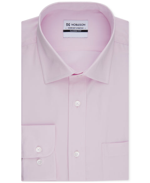 Nobleson Men Light Pink Classic-Fit Solid Color Dress Shirt| Nobeleson In Lebanon