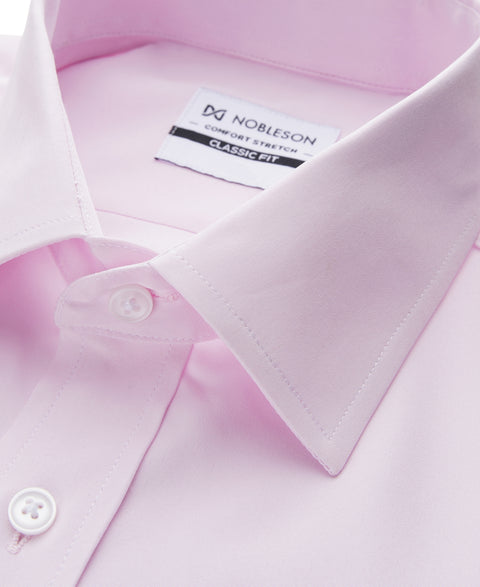 Nobleson Men Light Pink Classic-Fit Solid Color Dress Shirt| Nobeleson In Lebanon