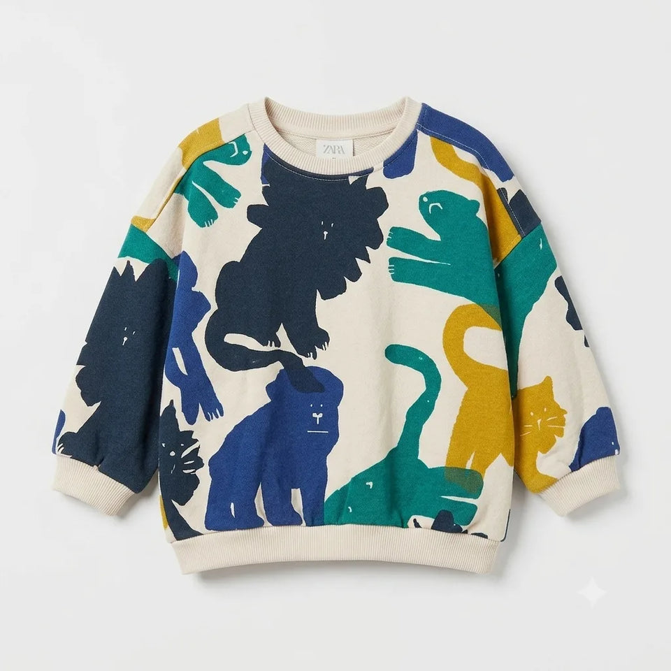 Zara Baby Girl's Multicolor Animal Printed Sweatshirt | Zara In Lebanon