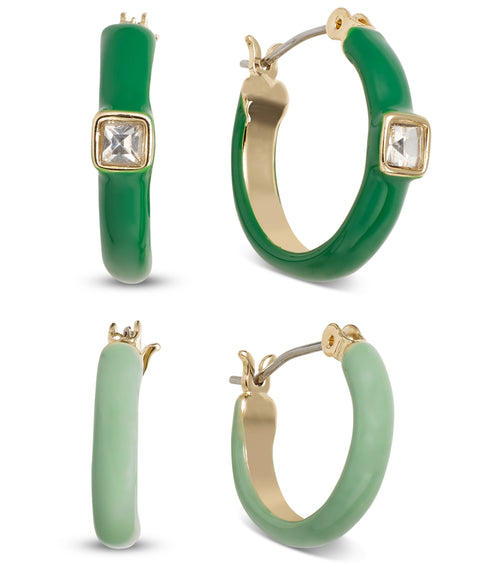 On 3th Women's Gold-Tone 2-Pc. Set Small Crystal & Color Hoop Earrings |On 3th In Lebanon