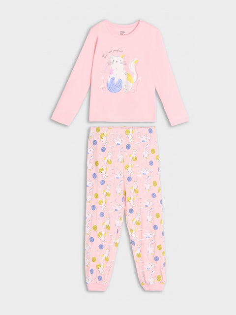 Sinsay Girl's Pink Two-Piece Pajamas With Cat Print | Sinsay In Lebanon