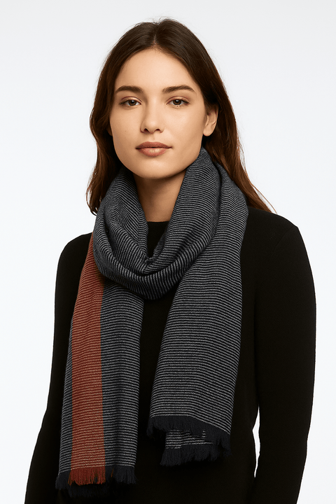 Leros Women's Navy Stripped Scarf |Leros In Lebanon