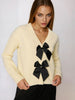 Sinsay Women's Beige with a Black Bow Cardigan