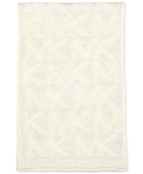 Michael Kors Women's Off White Debossed Knit Metallic Beanie & Scarf Set | Michael Kors In Lebanon