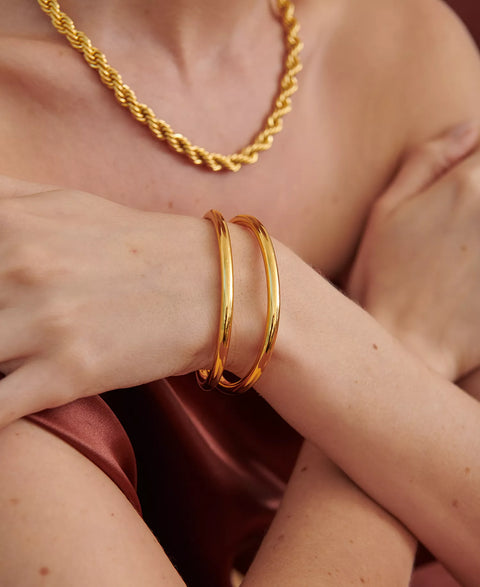 Oma The Label Women's 18k Gold-Plated Stainless Steel Double-Row Cuff Bracelet | Oma The Label In Lebanon