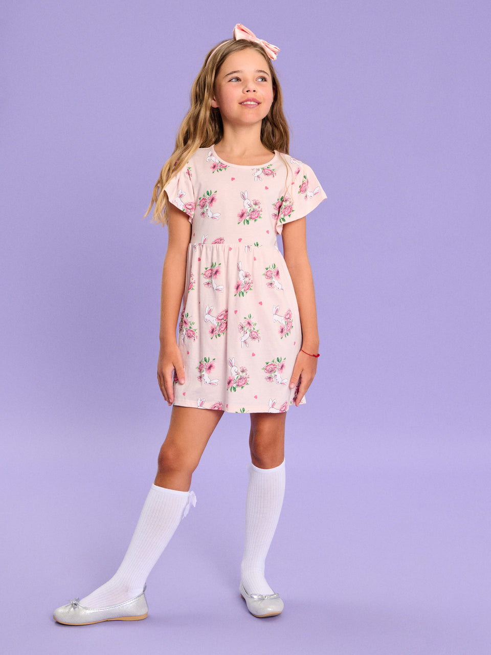 Sinsay Girls’ Pink Bunny and Floral Dress