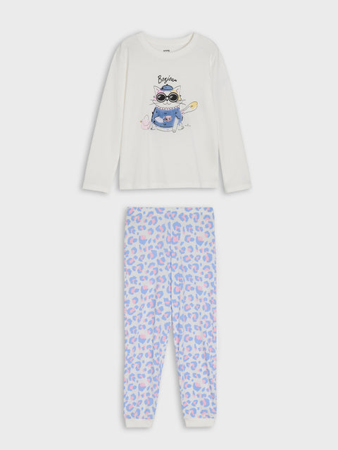 Sinsay Girl's White Two-Piece Pajama Set With Pattern | Sinsay In Lebanon