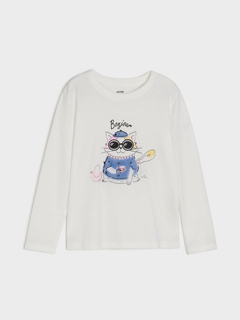 Sinsay Girl's White Two-Piece Pajama Set With Pattern | Sinsay In Lebanon