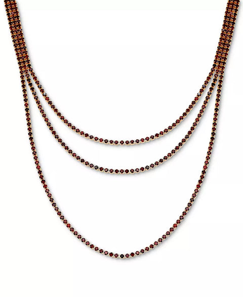 Guess Women's Gold Rhinestone Layered Tennis Necklace |Guess  In Lebanon