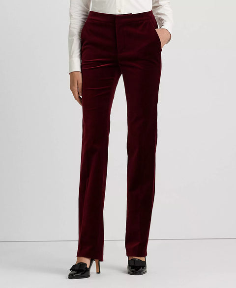 Lauren Ralph Lauren Women's Plum Stretch Velvet Straight-Leg Pants|Lauren Ralph Lauren In Lebanon