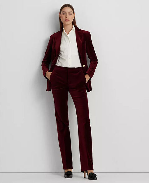 Lauren Ralph Lauren Women's Plum Stretch Velvet Straight-Leg Pants|Lauren Ralph Lauren In Lebanon