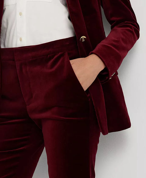 Lauren Ralph Lauren Women's Plum Stretch Velvet Straight-Leg Pants|Lauren Ralph Lauren In Lebanon