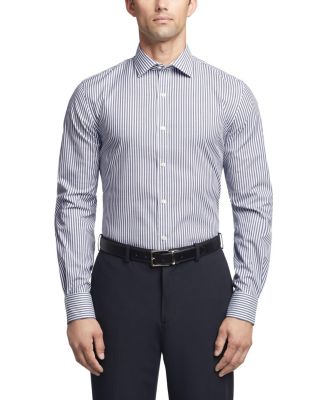Tommy Hilfiger Men's Dark Blue & White Flex Slim Fit Stretch Shirt | Tommy Hilfiger In Lebanon