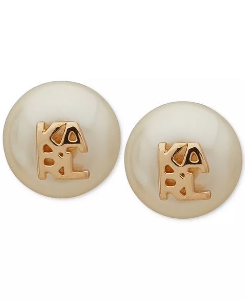 Karl Lagerfeld Paris Women's Imitation-Pearl Logo Stud Earrings  | Karl Lagerfeld Paris In Lebanon
