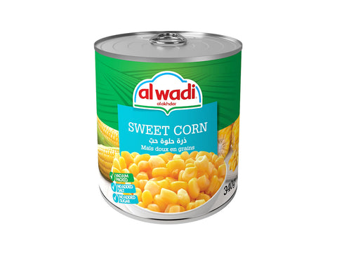 Can of al Wadi sweet corn on a white background