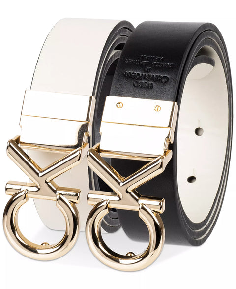 Calvin Klein Women's Black & White Reversible Puffed CK Monogram Buckle Belt | Calvin Klein In Lebanon