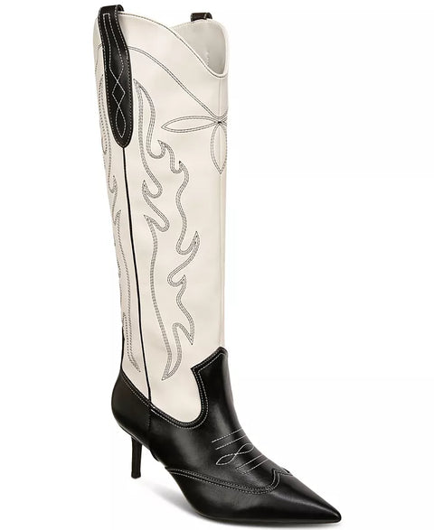 INC International Concepts Women's Black & Beige Hayleigh Mid-Heel Cowboy Boots | INC International Concepts In Lebanon
