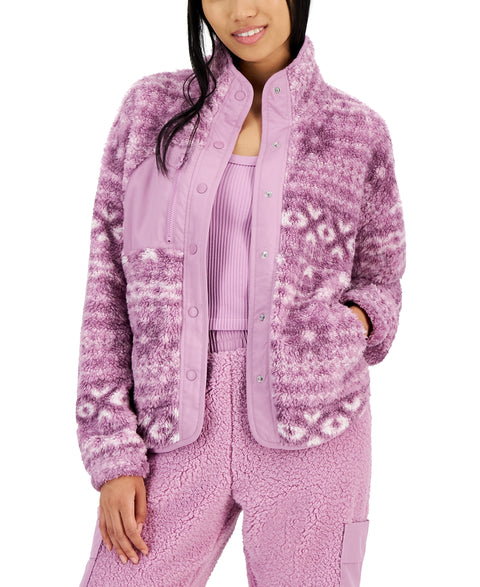 Hippie Rose Women's Purple Snap-Front Sherpa Jacket | Hippie Rose In Lebanon