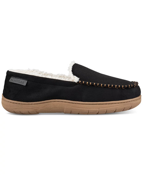 Haggar Men's Black Contrast Stitch Venetian Moccasin Slippers | Haggar In Lebanon