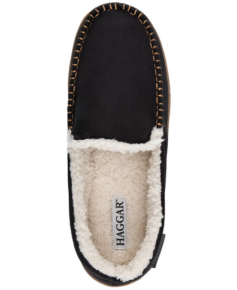 Haggar Men's Black Contrast Stitch Venetian Moccasin Slippers | Haggar In Lebanon