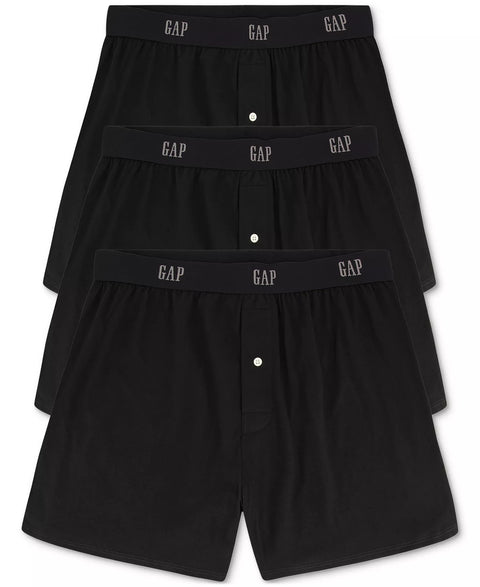 GAP Men's Black Pack of 3 Organic Cotton Knit Boxers | GAP In Lebanon