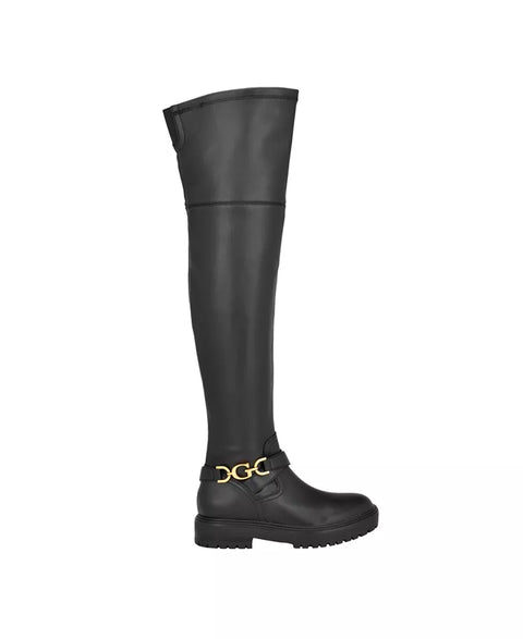 Guess Women's Black Jellio Over The Knee Lug Sole Ornament Strap Boots | Guess In Lebanon