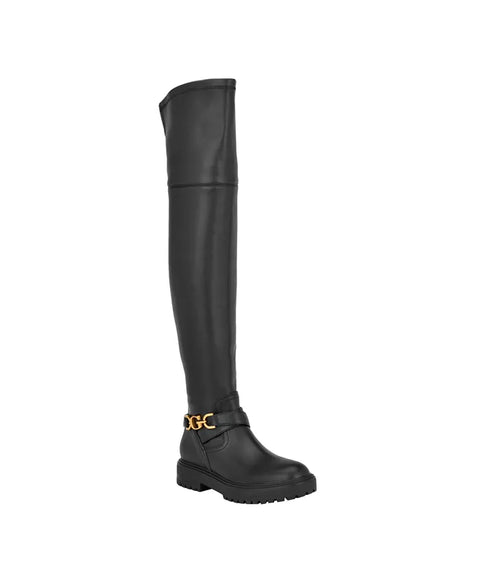 Guess Women's Black Jellio Over The Knee Lug Sole Ornament Strap Boots | Guess In Lebanon