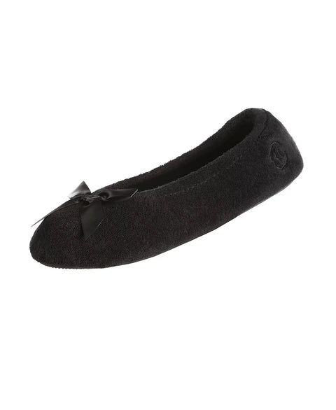 Isotoner Signature Women's Black Terry Indoor/Outdoor Ballerina Slippers | Isotoner Signature In Lebanon