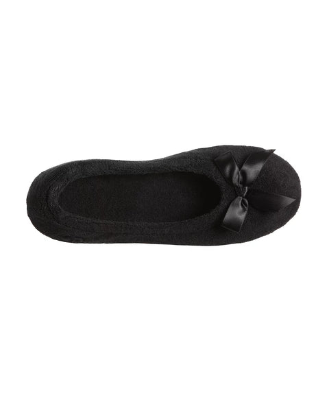 Isotoner Signature Women's Black Terry Indoor/Outdoor Ballerina Slippers | Isotoner Signature In Lebanon