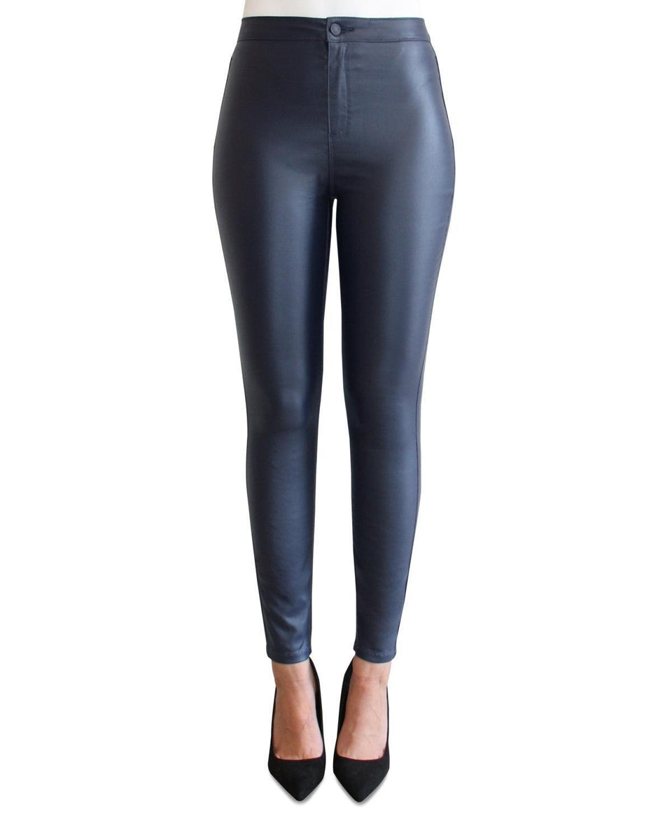 Almost Famous Women's Navy Coated High-Rise Skinny Jeans|Almost Famous In Lebanon
