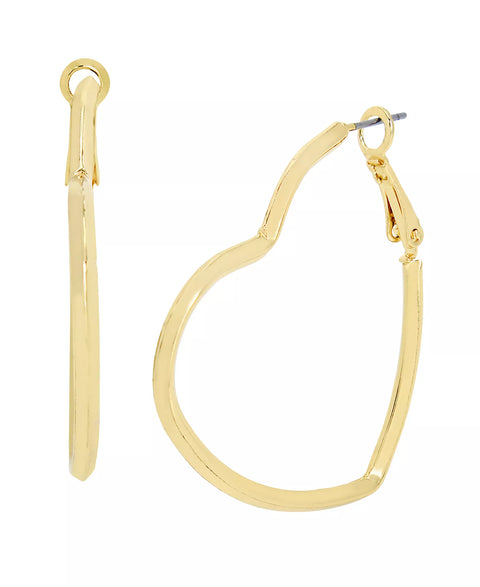 Steve Madden Women's Gold Heart 1.5" Diameter Hoop Earrings | Steve Madden In Lebanon