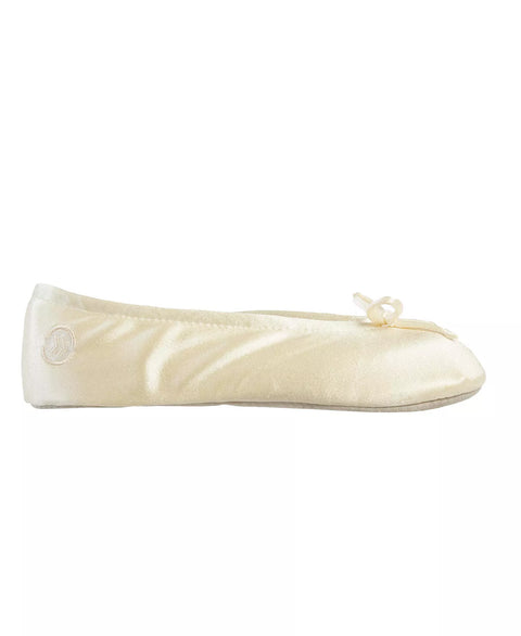 Isotoner Signature Women's Cream Ladies Satin Stretch Ballet Style Slipper | Isotoner Signature in Lebanon