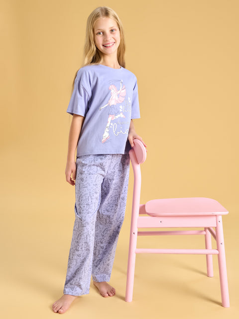 Sinsay Girl's Purple Printed Two-Piece Pajamas | Sinsay In Lebanon