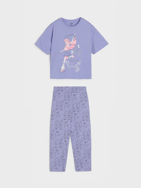 Sinsay Girl's Purple Printed Two-Piece Pajamas | Sinsay In Lebanon