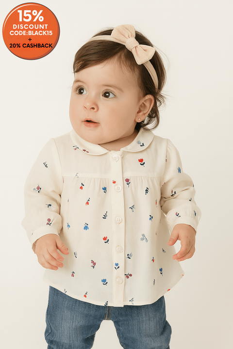 Boboli Baby Girl's White Long-Sleeve Shirt| Boboli in Lebanon