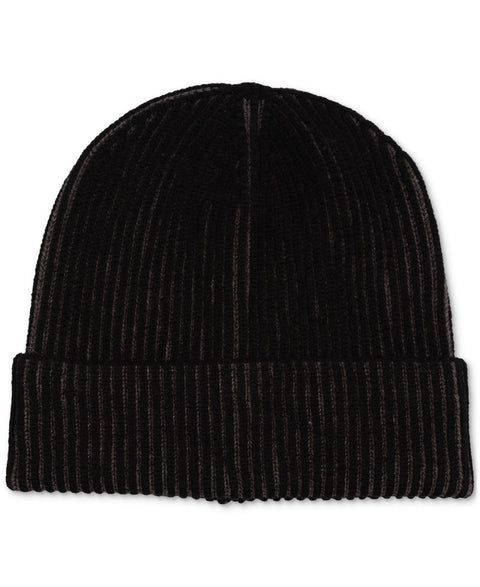 Alfani Men's Black Two Tone Plated Rib Knit Cuffed Beanie Hat | Alfani In Lebanon