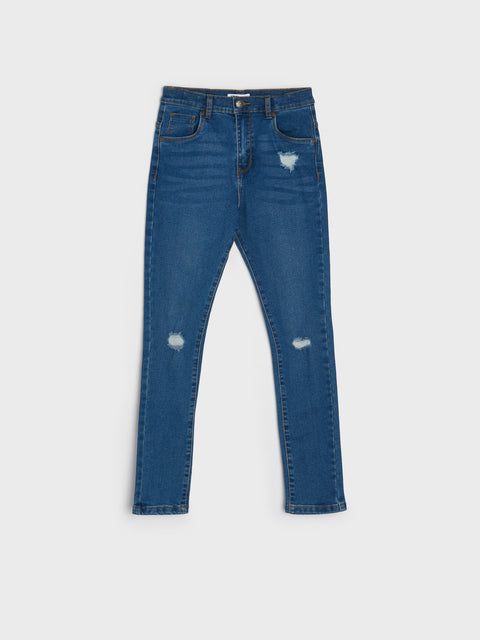Sinsay Girl's Blue Ripped Slim Fit Jeans | Sinsay In Lebanon